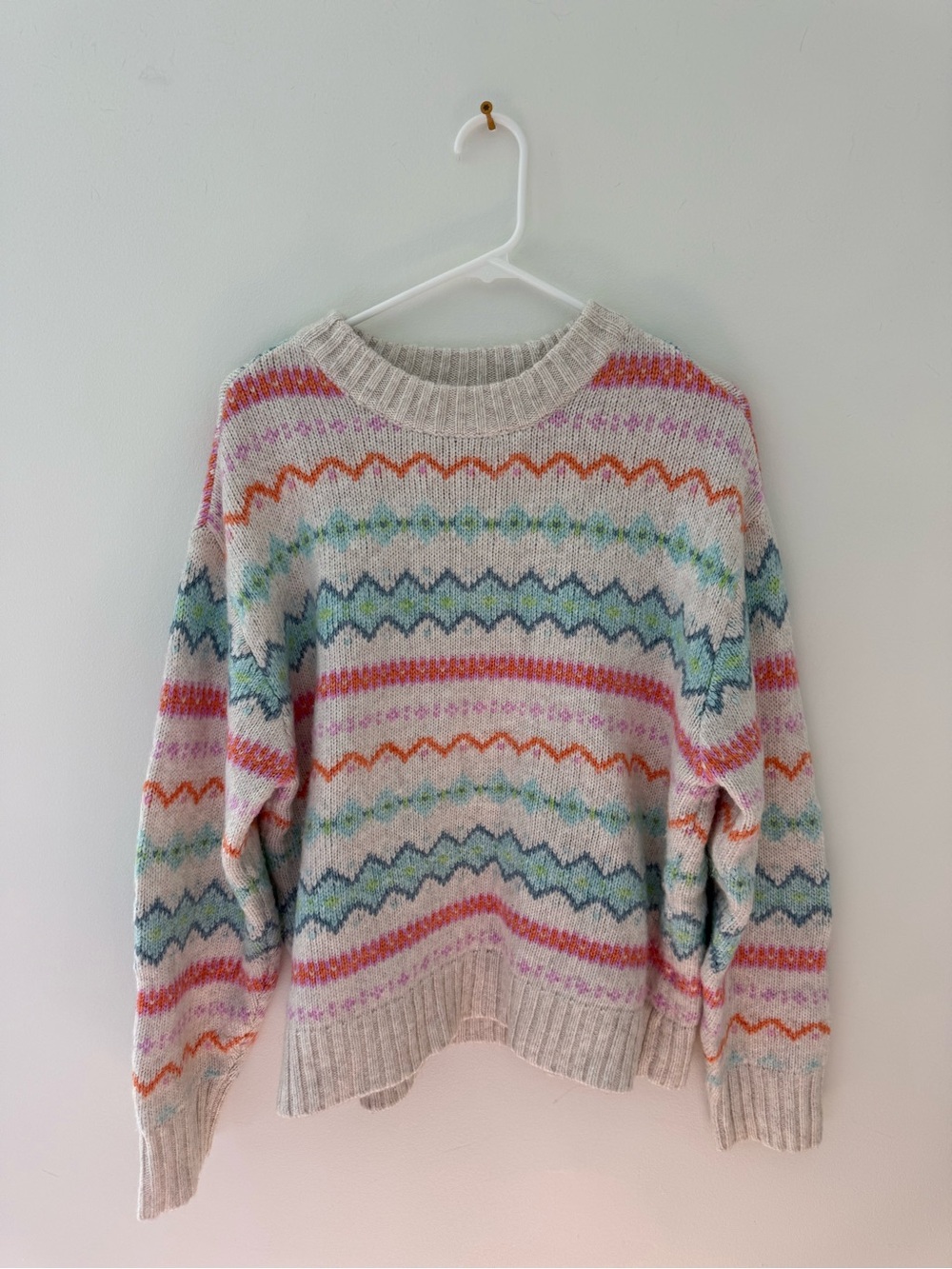American Eagle Cozy Multicolor Zigzag Knit Sweater - Cabin/ Fall Vibes